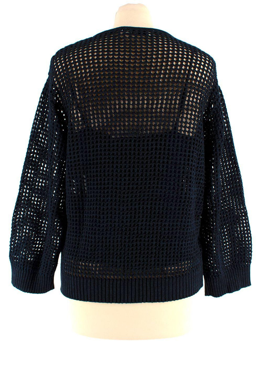 Dior Navy Blue Linen Blend Knitted Tassel Jumper