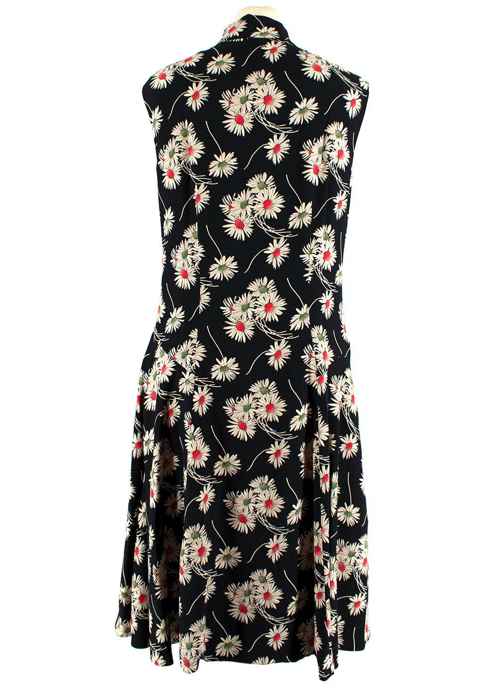 High Neck Floral Print Sleeveless Dress