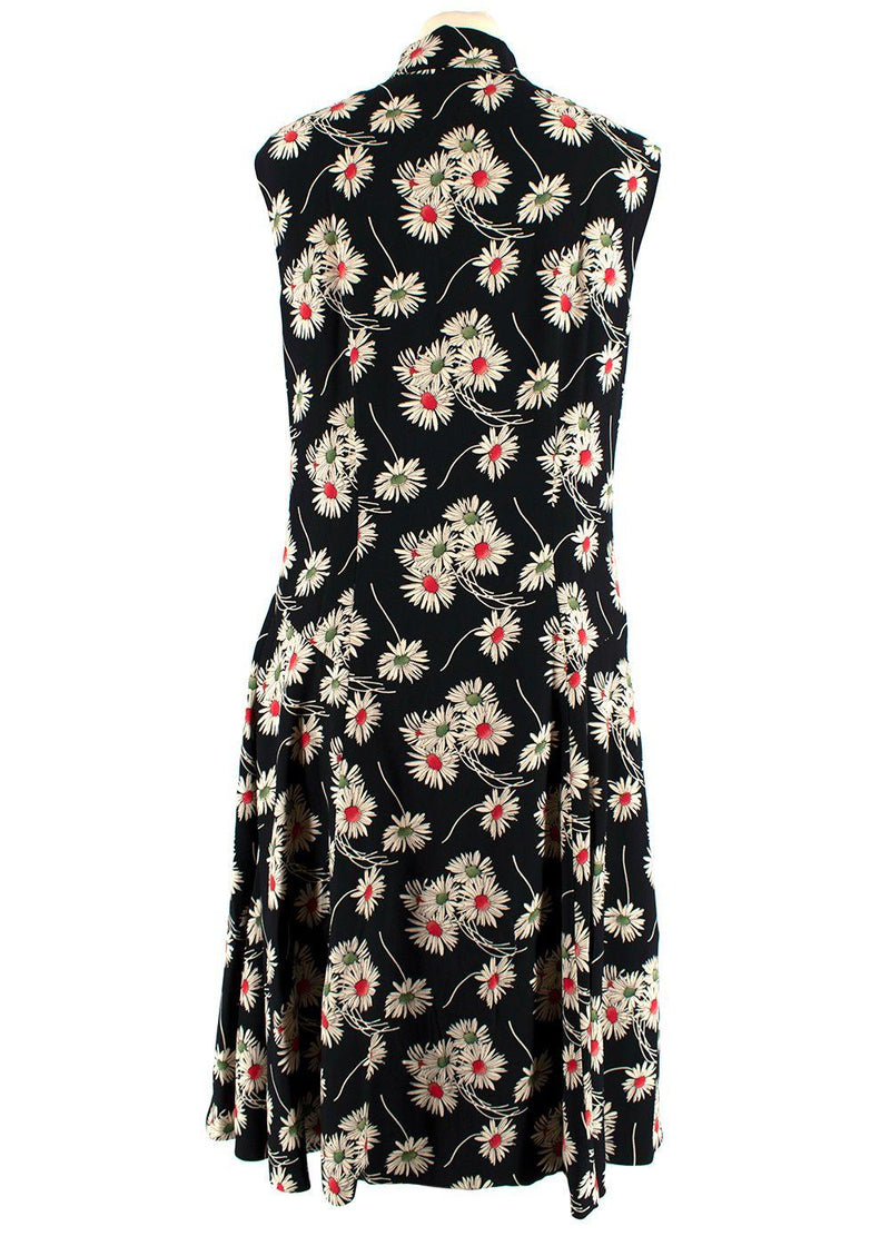 High Neck Floral Print Sleeveless Dress