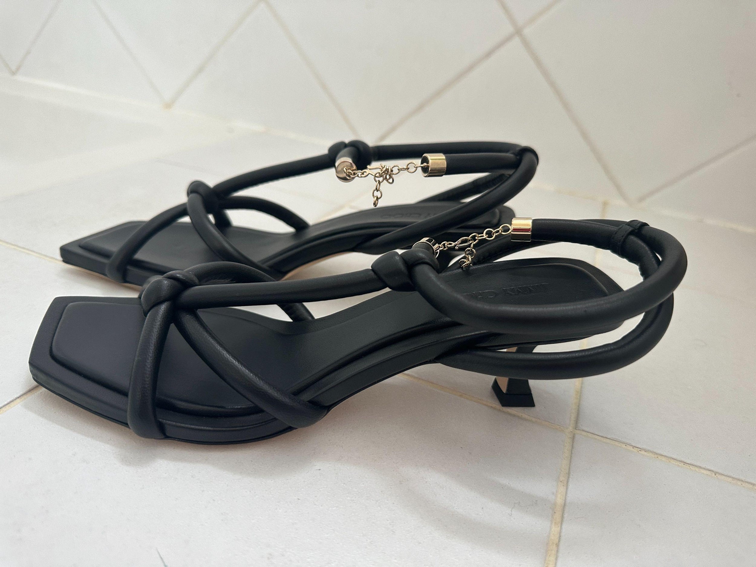 Jimmy Choo Black Fort 50 Knotted Sandals
