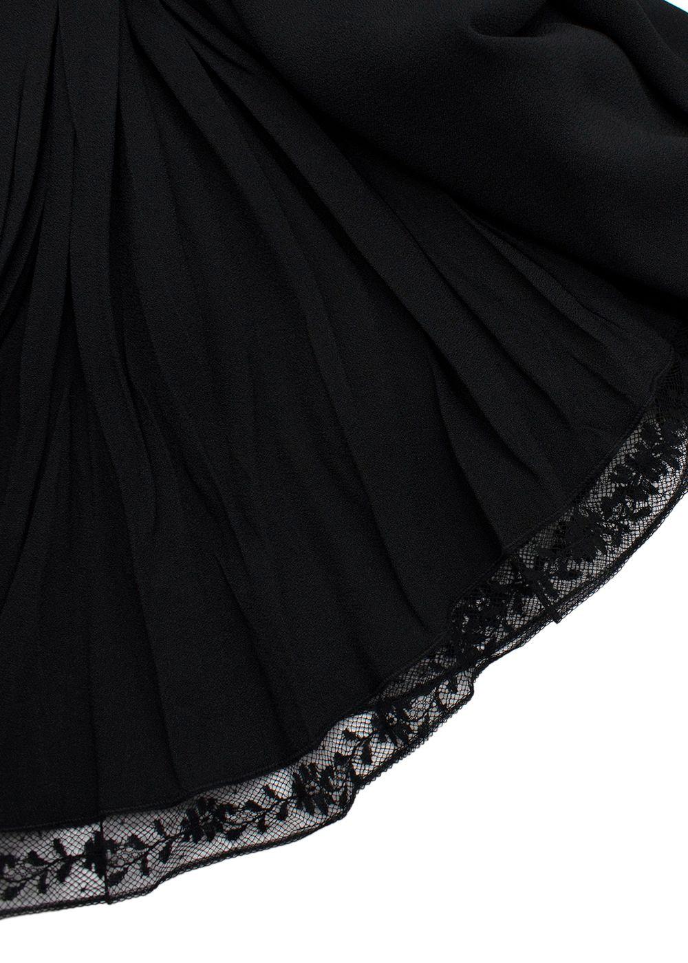 Prada Black Ruched Laced Hem Midi Dress