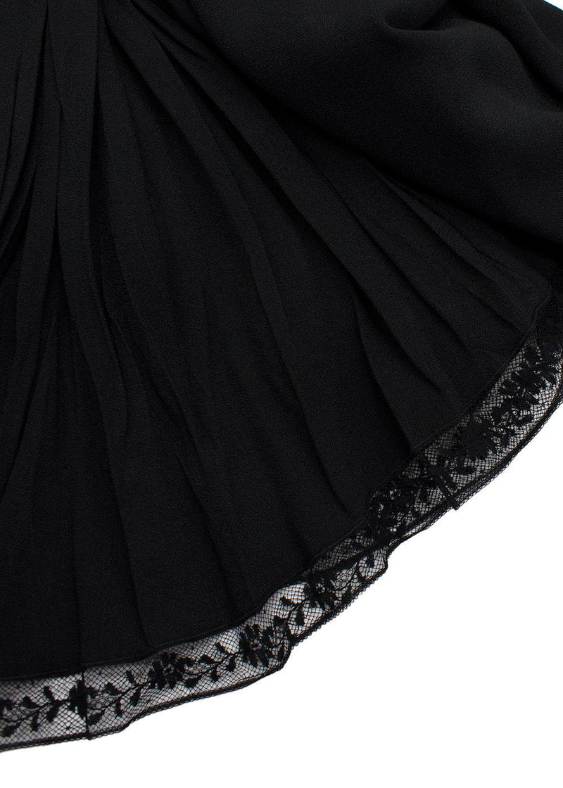 Prada Black Ruched Laced Hem Midi Dress