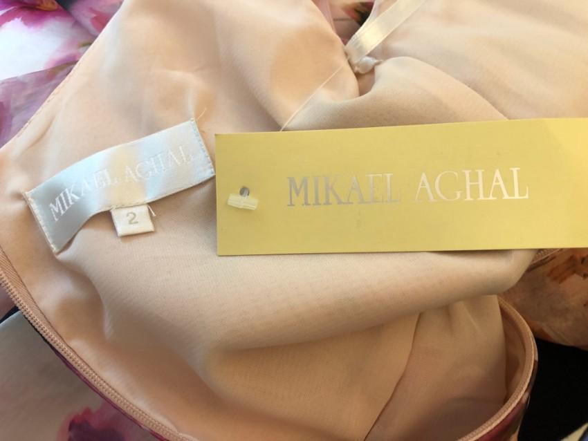 Mikael Aghal Organza Floral Print Dress
