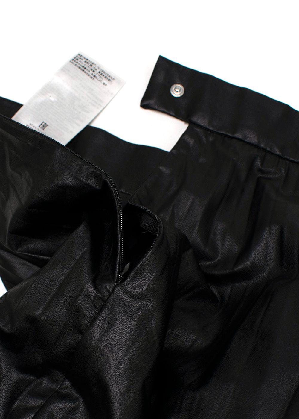 MM6 Maison Martin Margiela Black Faux Leather Pleated Midi Skirt