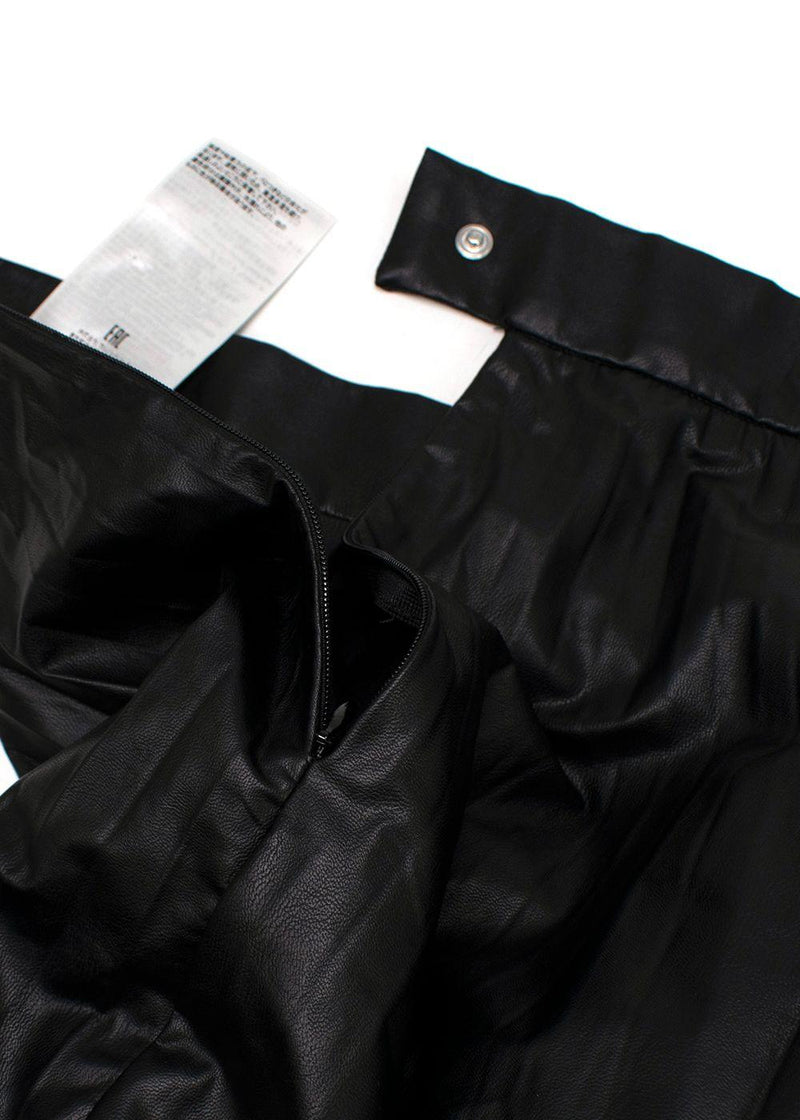 MM6 Maison Martin Margiela Black Faux Leather Pleated Midi Skirt