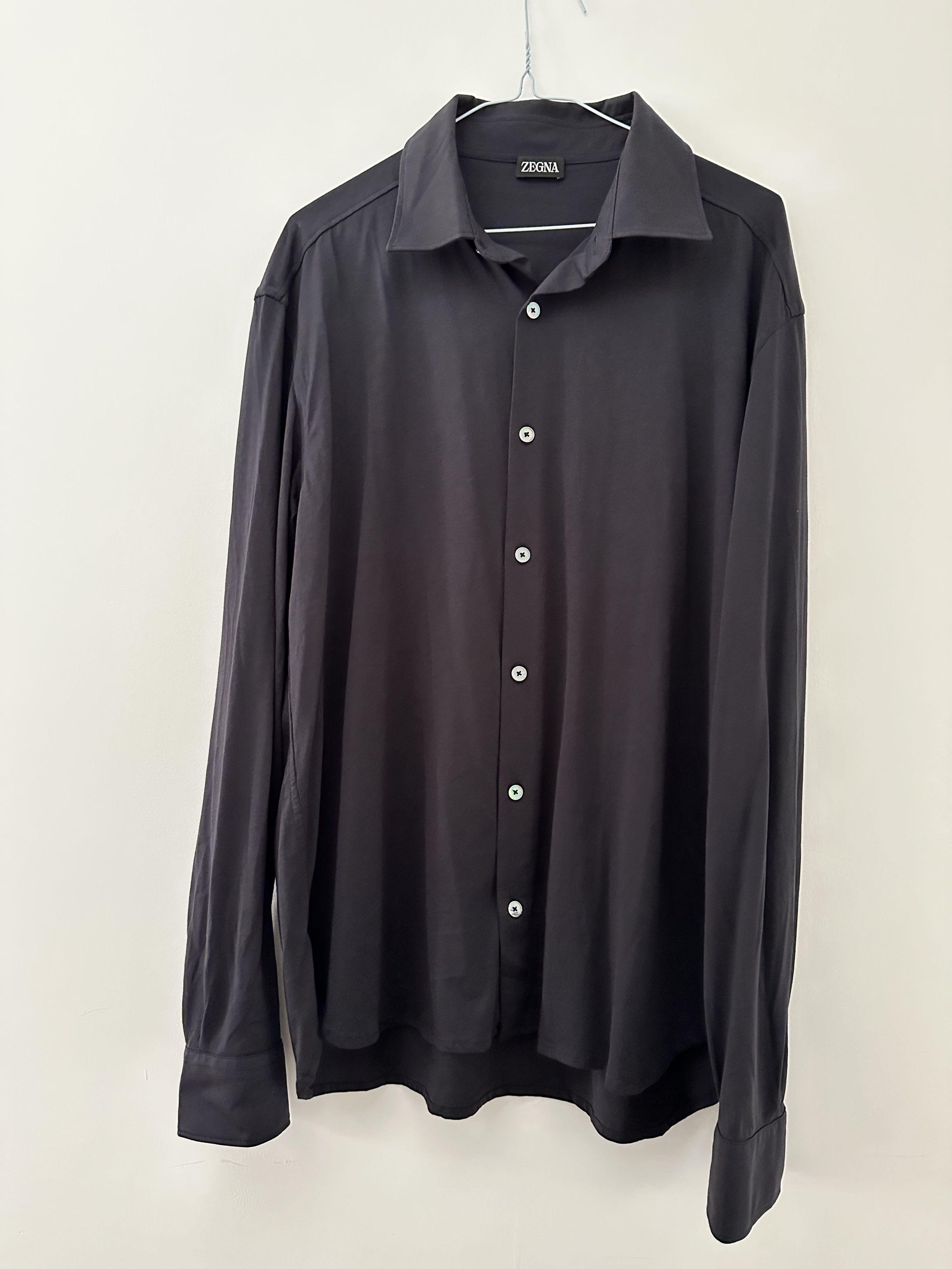 Zegna Dark Navy Cotton Shirt