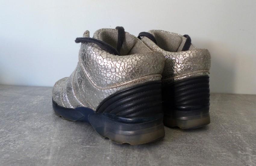 Chanel Metallic Crackled Silver Leather Sneakers