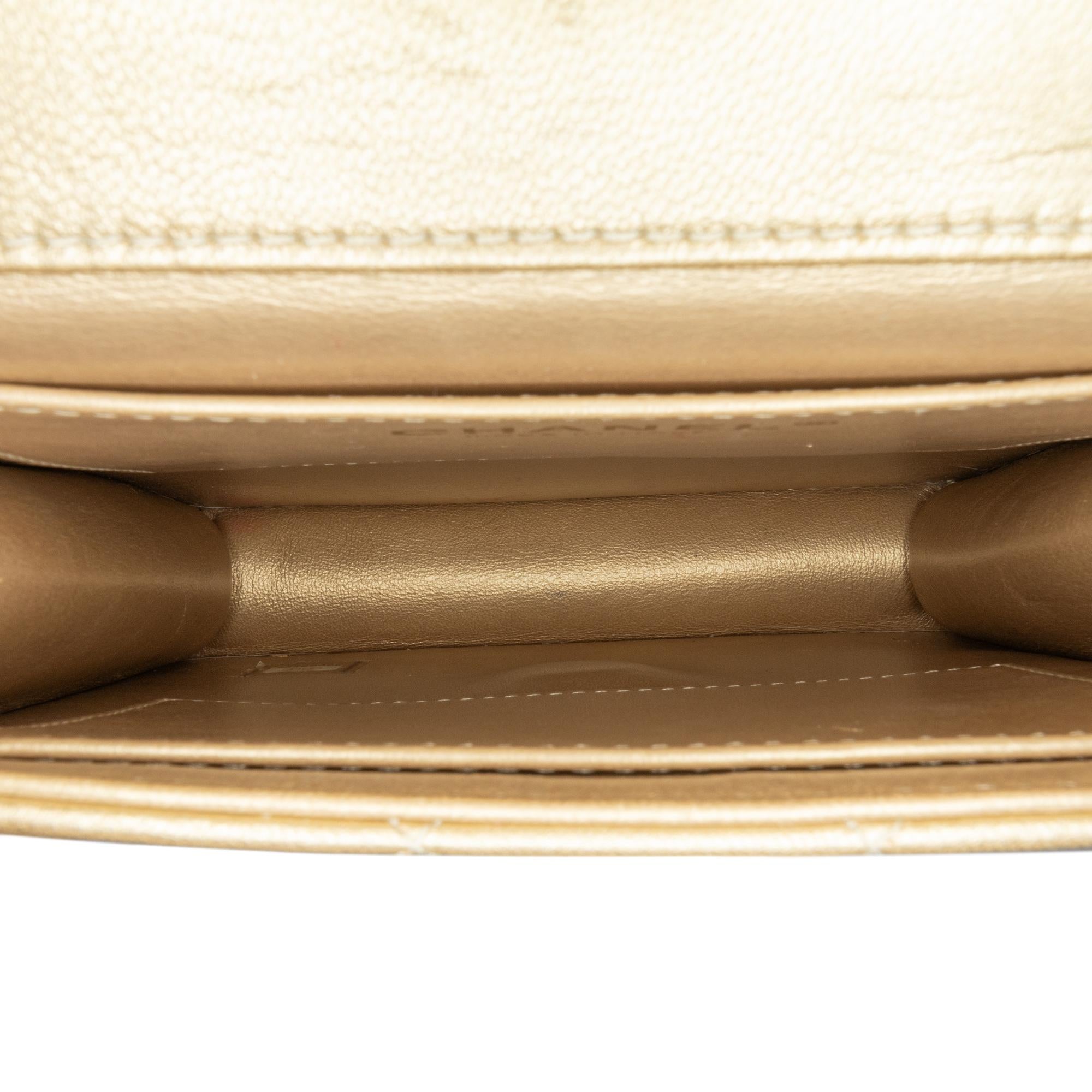 Chanel Metallic Gold Small Lambskin Chic Pearls Flap Bag