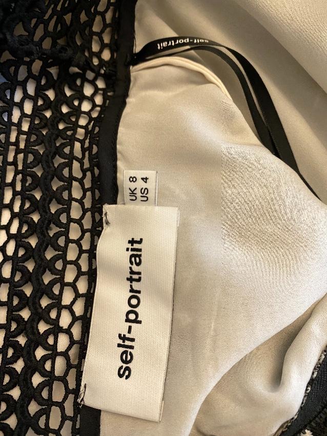 Self Portrait Black & White Floral Embroidered Dress