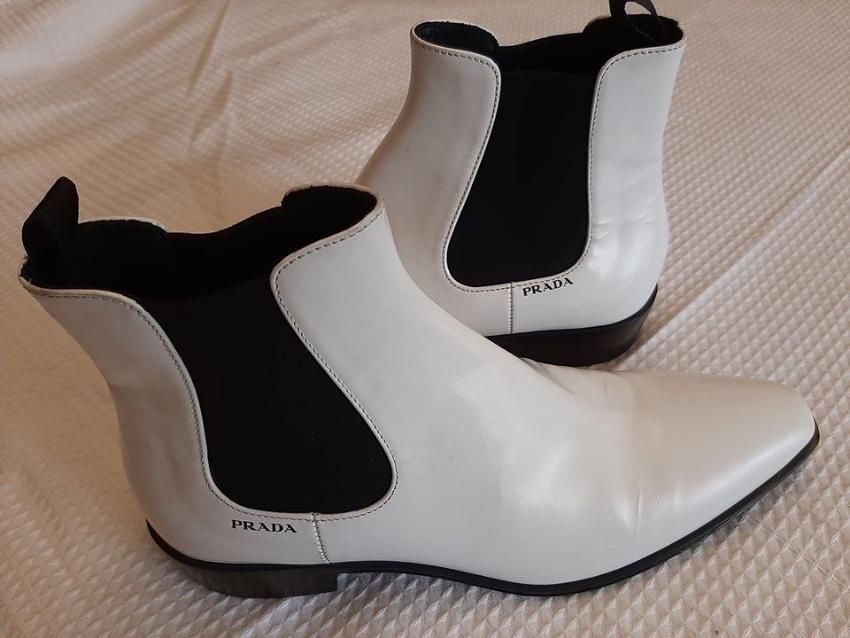Prada White Leather 30 Ankle Boots