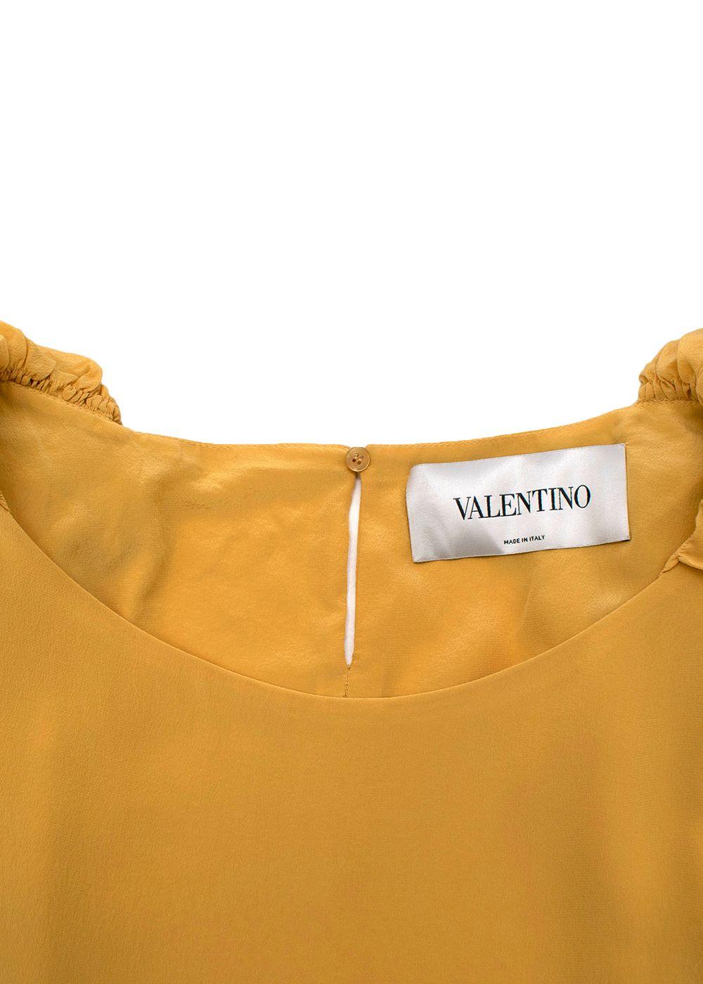 Valentino Yellow Ruched Shoulder Silk Dress