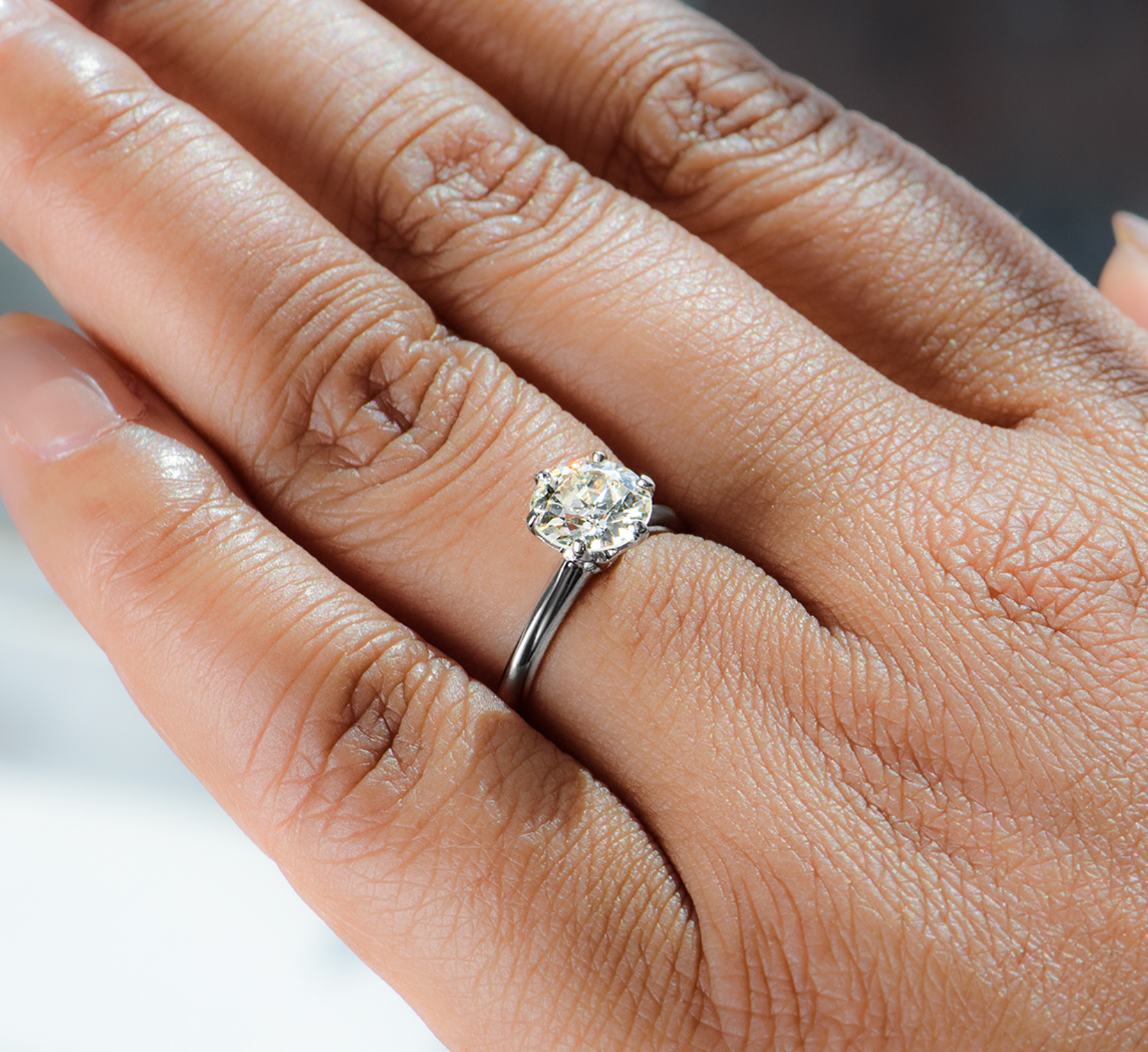 18kt White Gold European Cut Diamond Engagement Ring - Size N