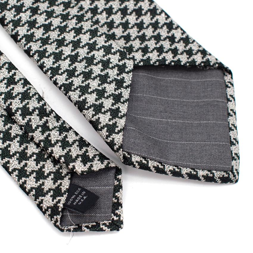 Hickey Freeman Green & Grey Houndstooth Tie