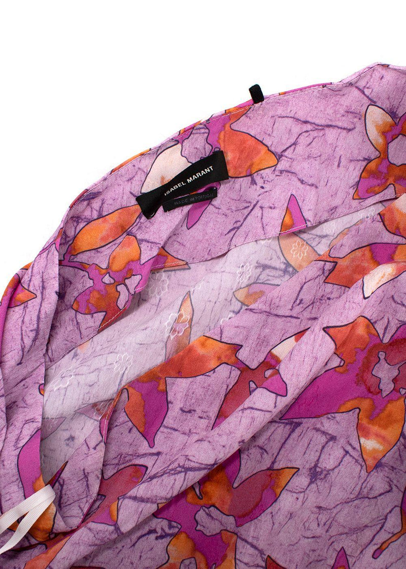 Isabel Marant Purple Patterned Off Shoulder Mini Dress