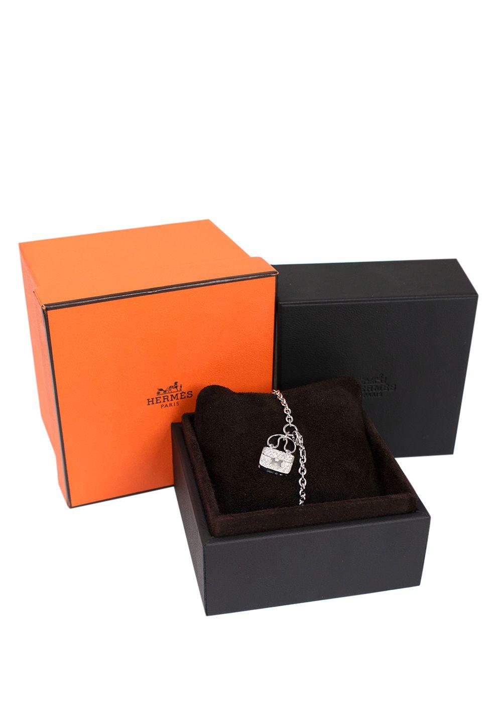 Hermes White Gold and Diamond Constance Bracelet