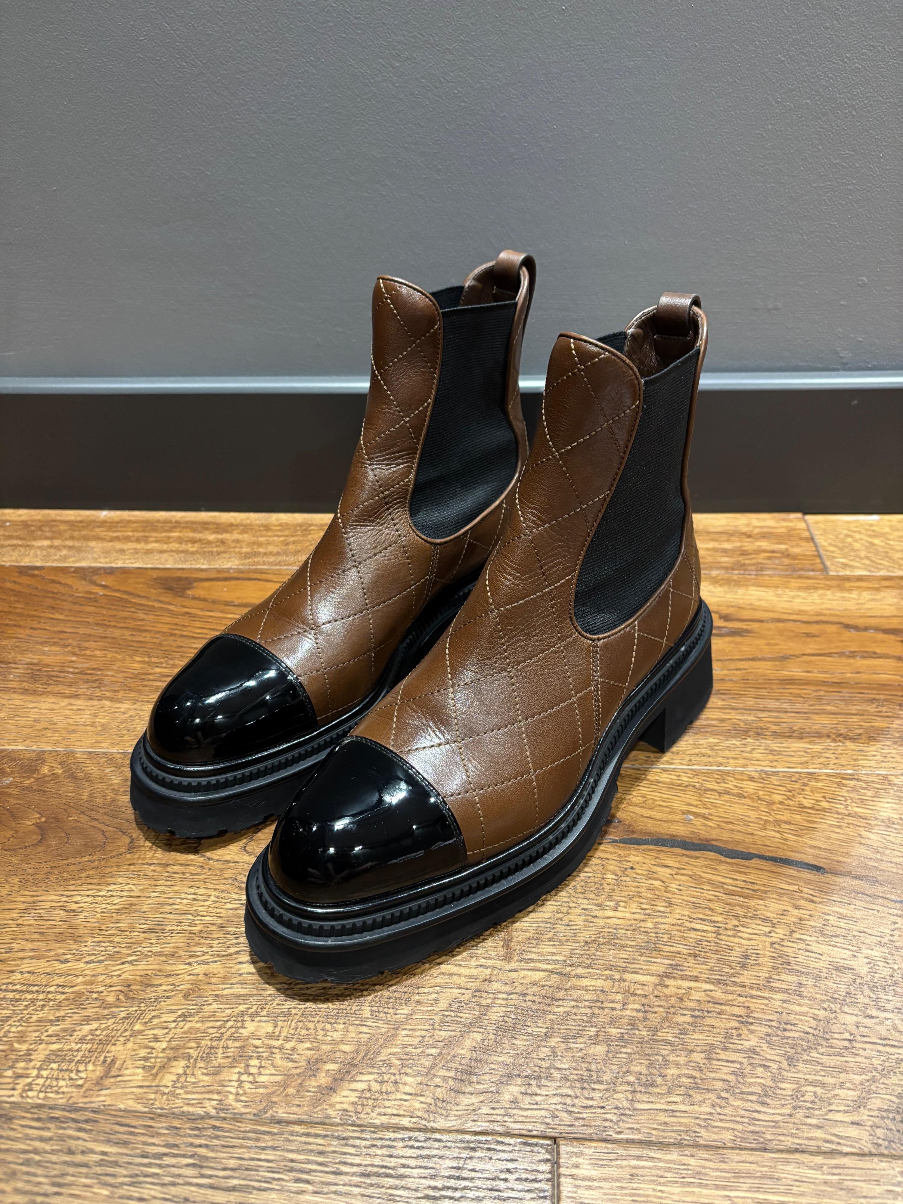 Chanel Tan Quilted Ankle Boots