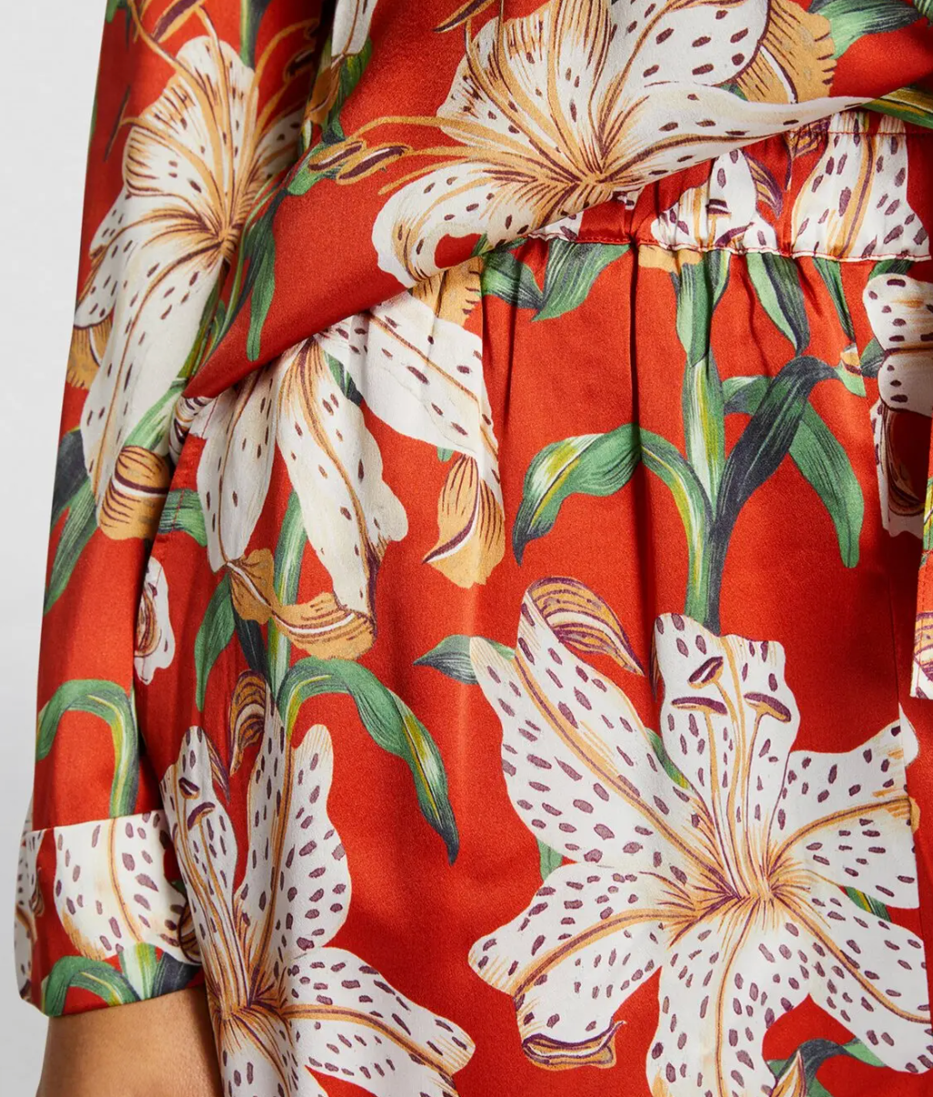 Desmond & Dempsey  Silk Lily Long Pyjama Set