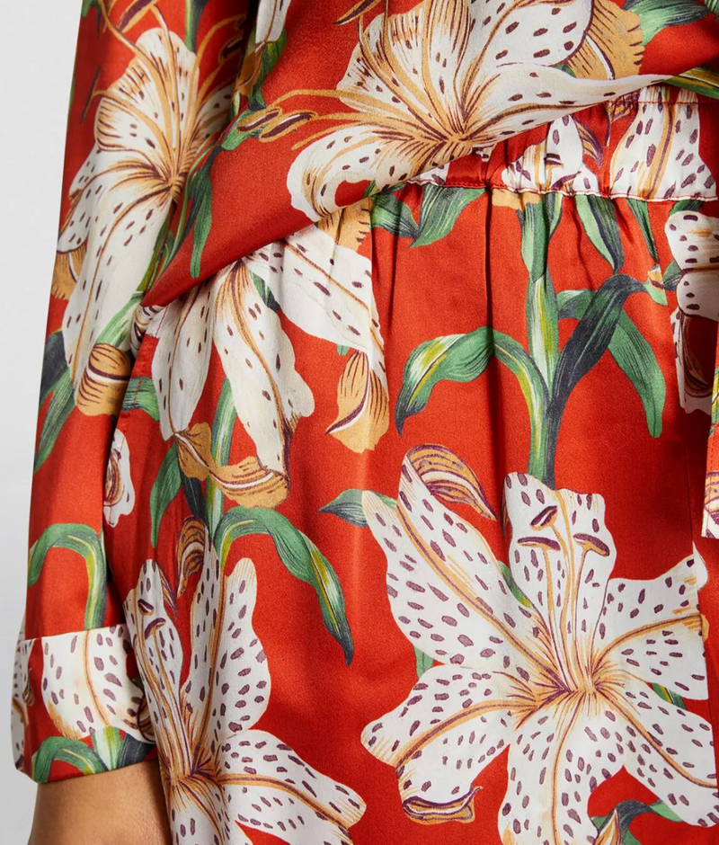 Desmond & Dempsey  Silk Lily Long Pyjama Set