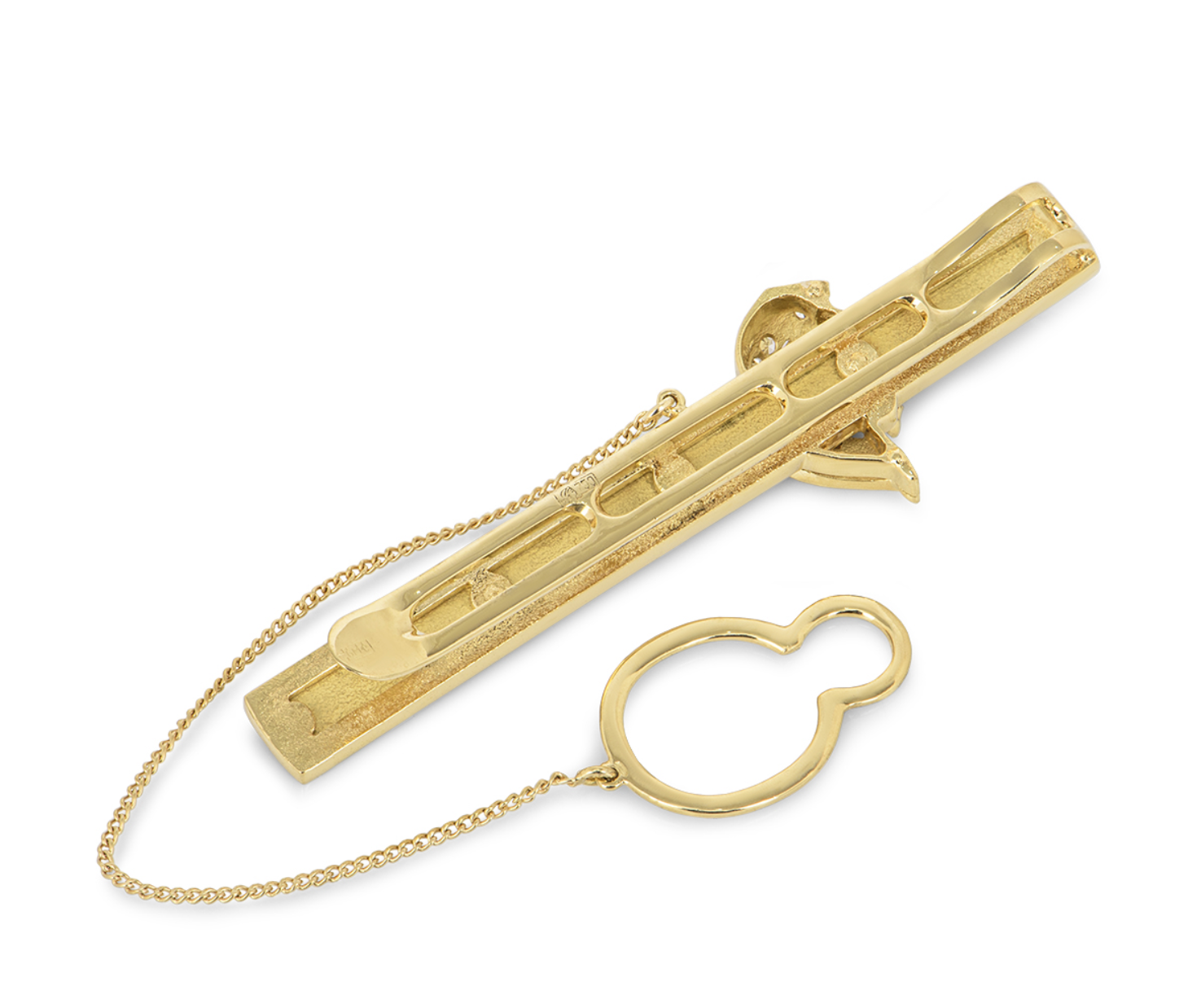 Bespoke Yellow Gold Enamel and Diamond Tie Slide and Cufflinks Set