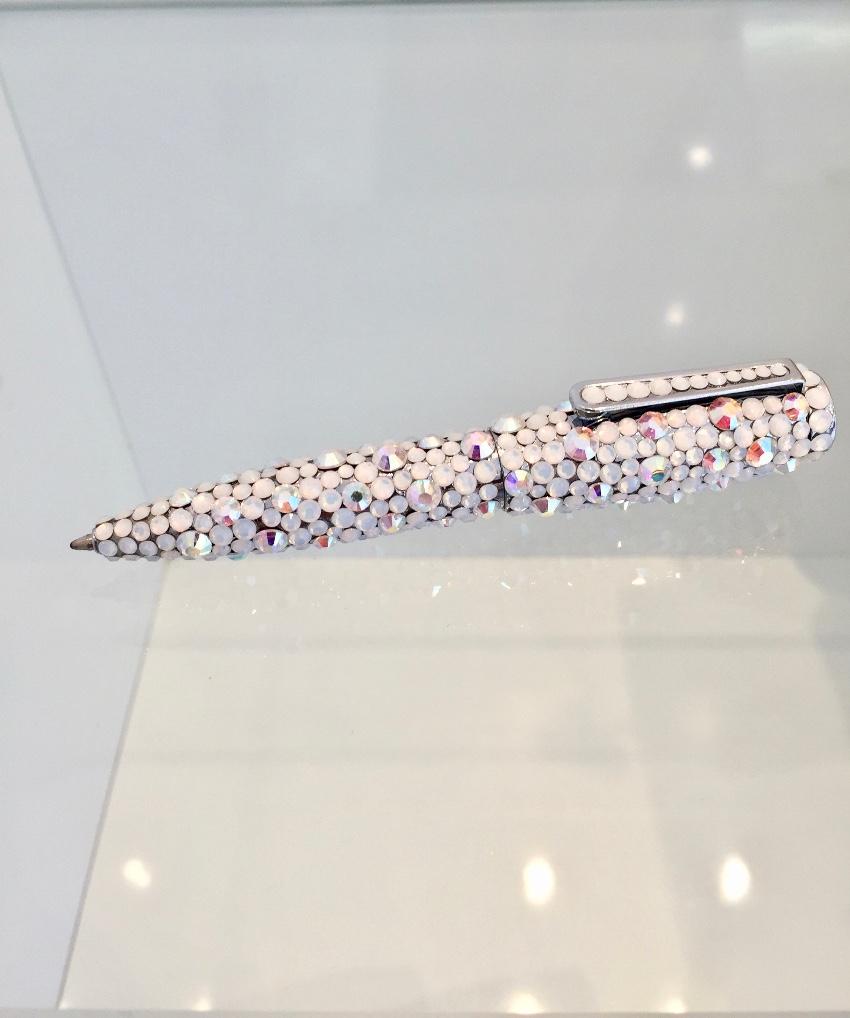 Ambrosia White Silver Iridescent Swarovski Crystal Ball Point Pen