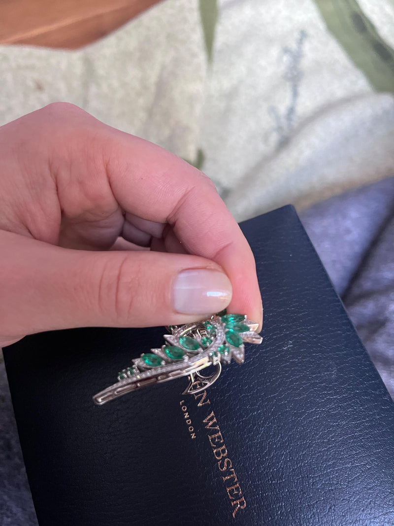 Stephen Webster Emerald and Diamond Plumage Earrings