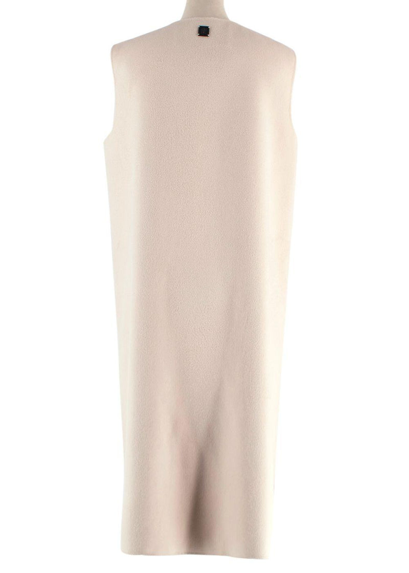 Carolina Herrera Beige Sleeveless Longline Wool Gilet