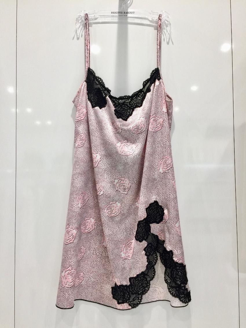 Cotton Club Couture Rose Satin & Leavers Lace Chemise