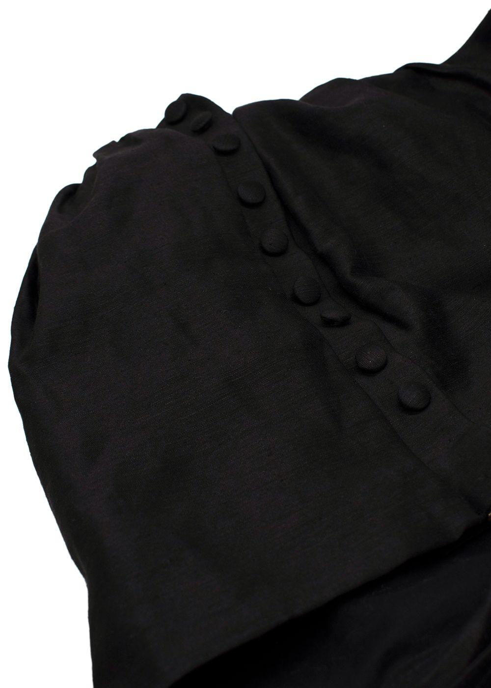 Aje. Mimosa Black Puff Sleeve Midi Dress