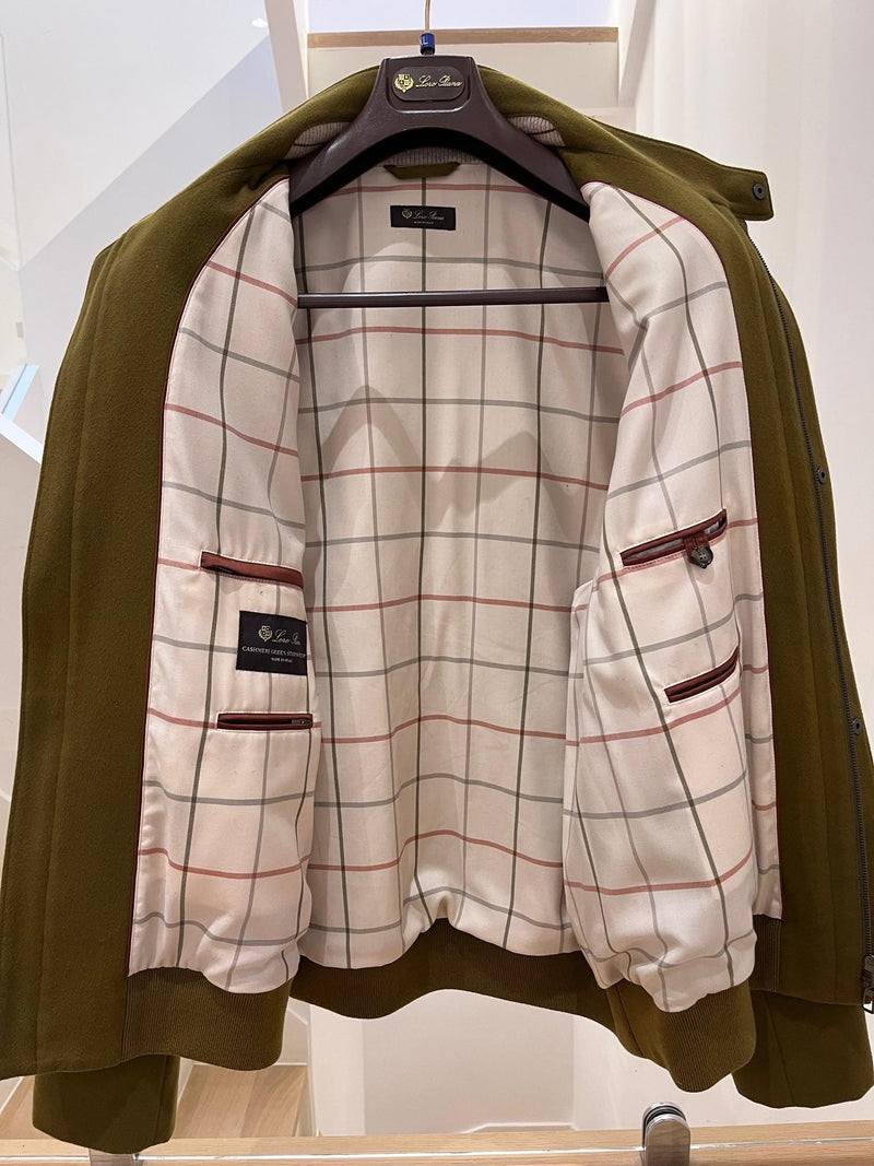 Khaki Cashmere Bomber Jacket