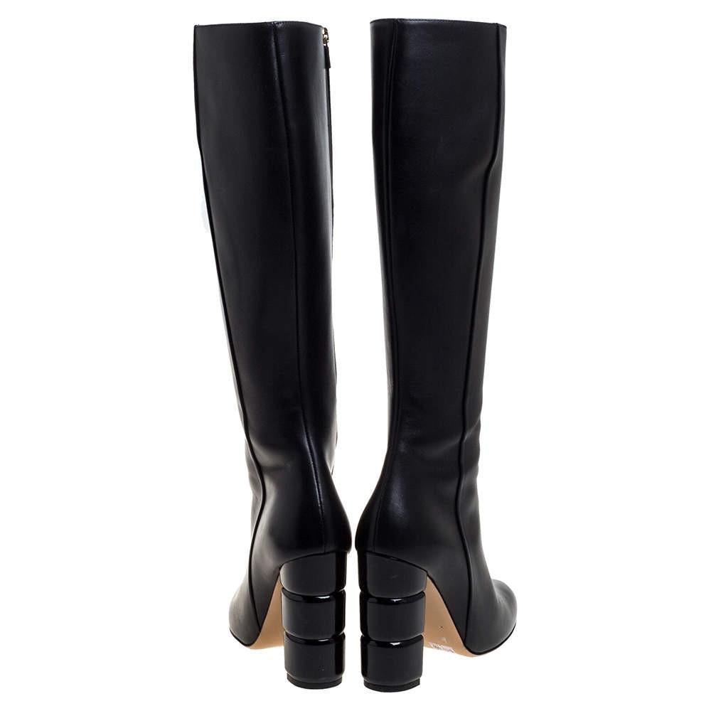 Black Leather Knee Boots