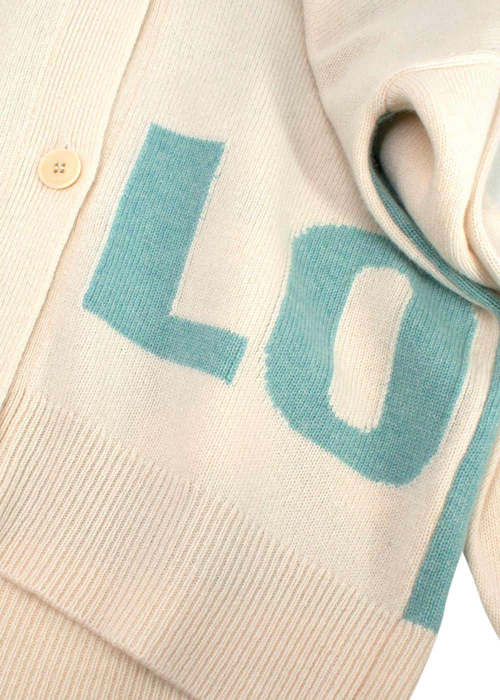 Gobi Cream and Green Cashmere LOVE Cardigan