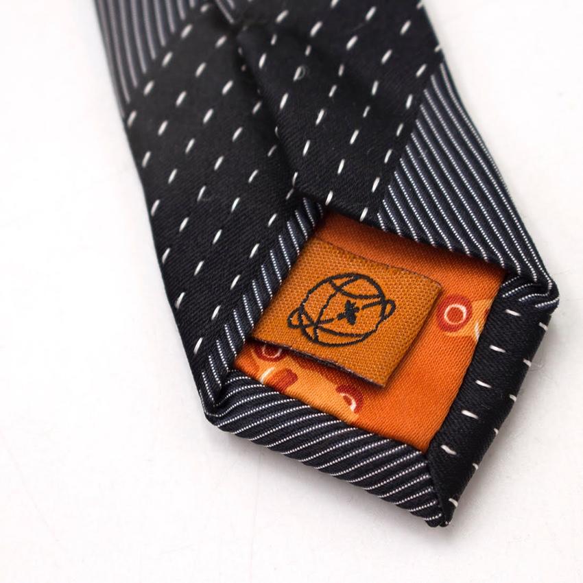 Simon Carter monochrome striped silk-jacquard tie