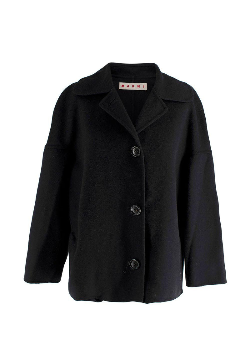 Marni Black Single Breasted Wool Cashmere Coat