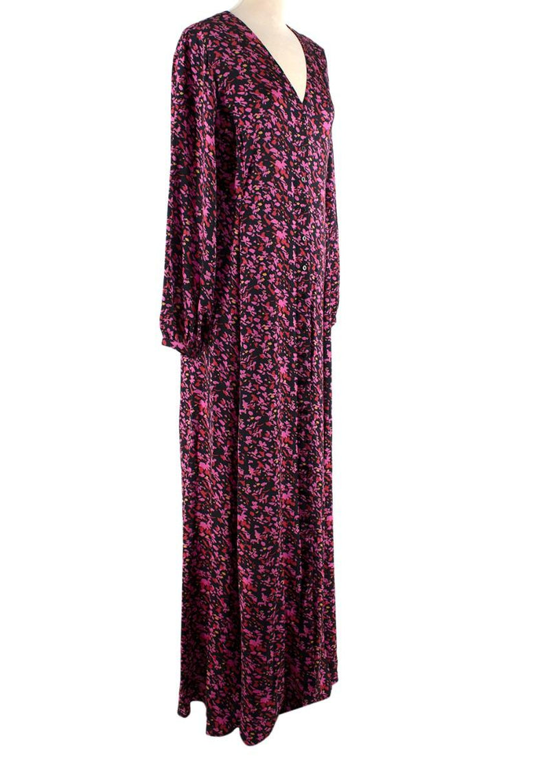 WtR Black Satin Ditzy Floral Maxi Dress