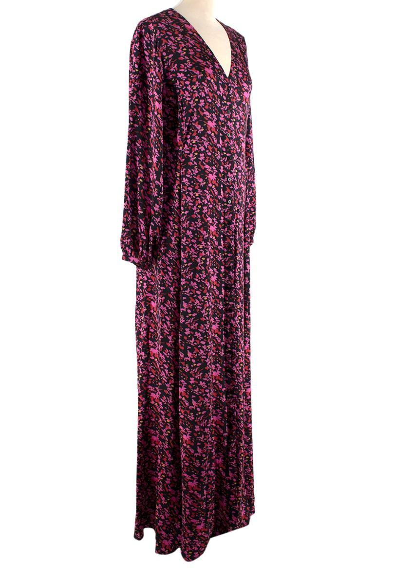 WtR Black Satin Ditzy Floral Maxi Dress