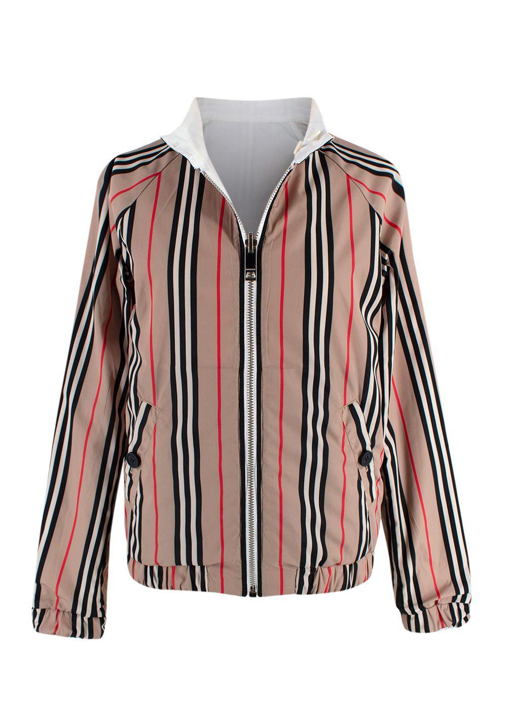 white sports coat with Burberry print