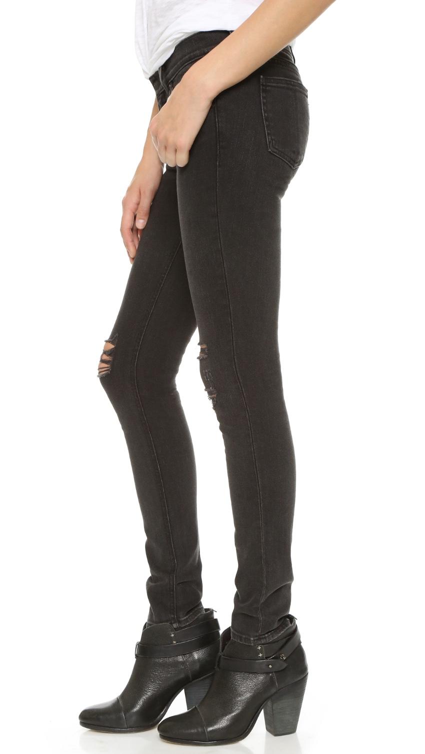 Rag and Bone Skinny Jeans in black with holes