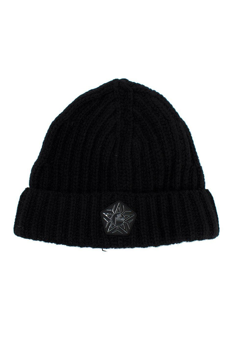 Fusalp x Zenith Black Ribbed Wool Beanie and Scarf Set