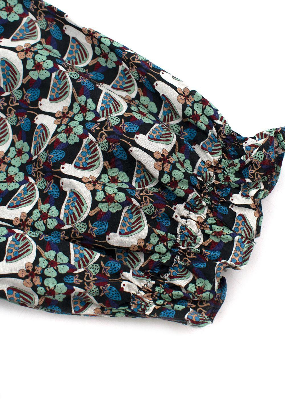 Bird Floral Printed Cotton Top