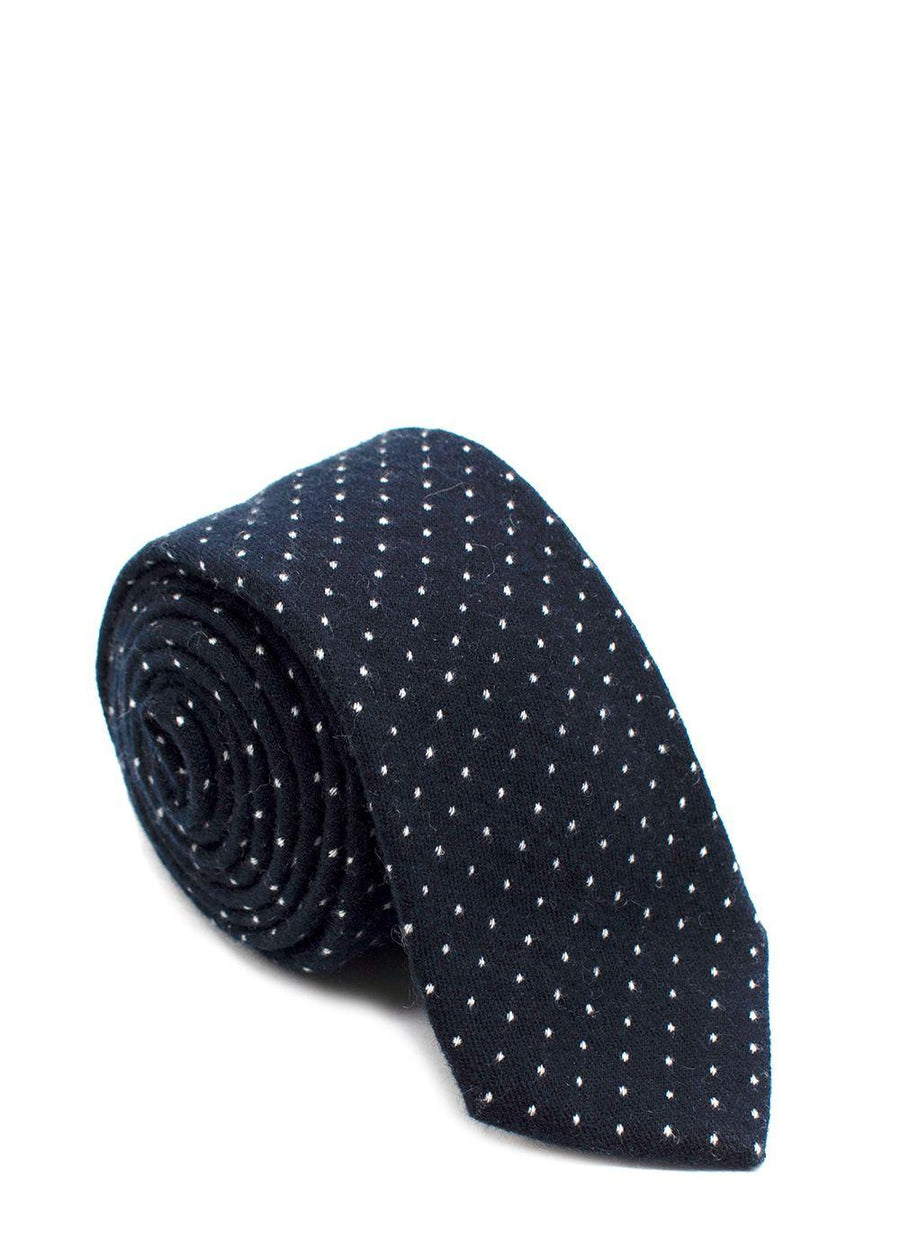 Turnbull Asser Black with Blue and White Dots Tie