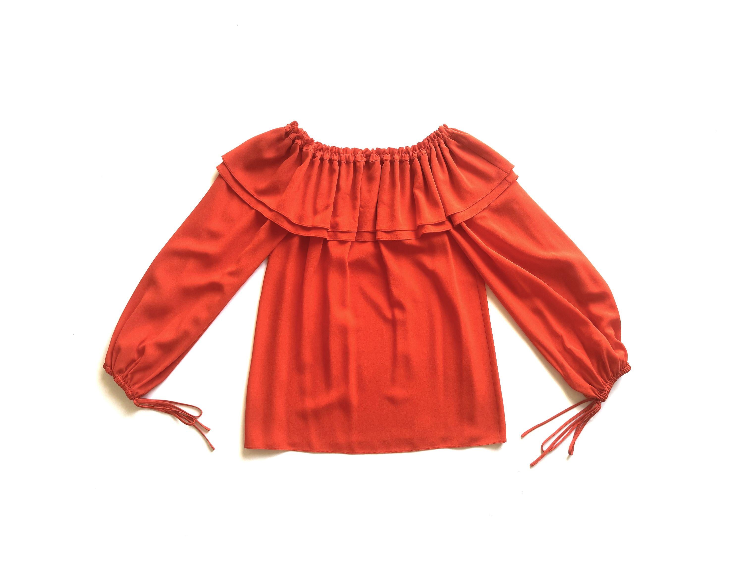 Michael Kors Red Off The Shoulder Crepe Top