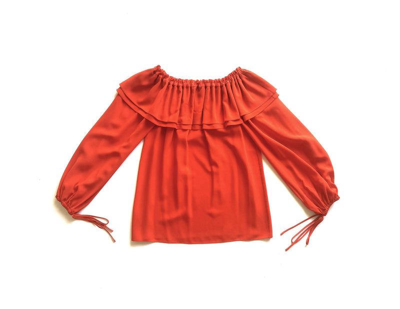 Michael Kors Red Off The Shoulder Crepe Top