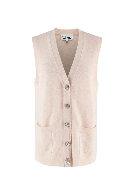 Ganni Oatmeal Cashmere Longline Sweater Vest