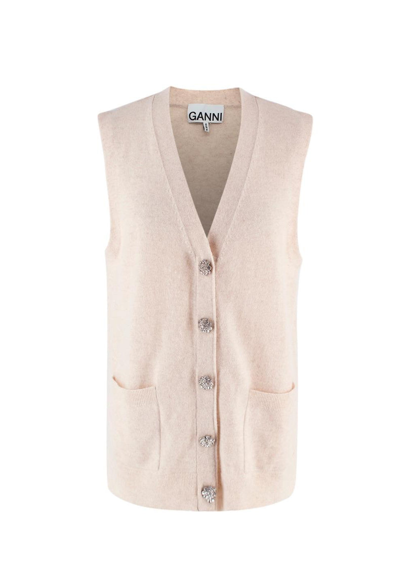 Ganni Oatmeal Cashmere Longline Sweater Vest
