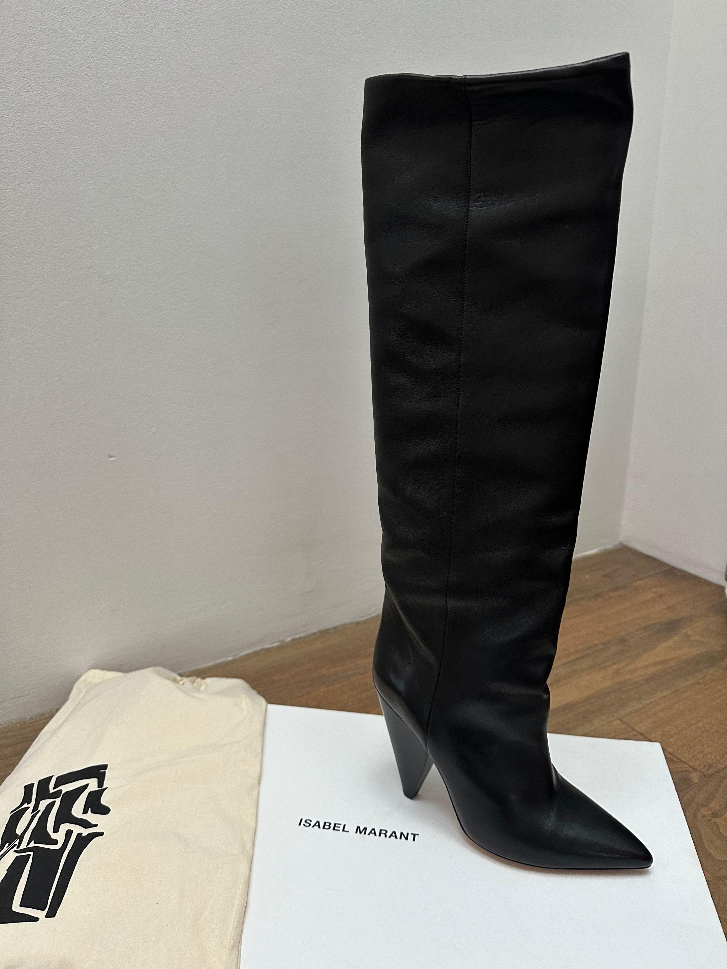 Isabel Marant Black Leather Lybill Leather Boots