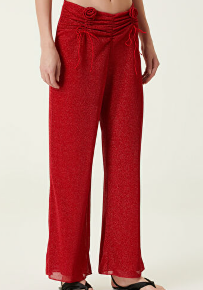 Oseree Red Roses Red Beach Pants