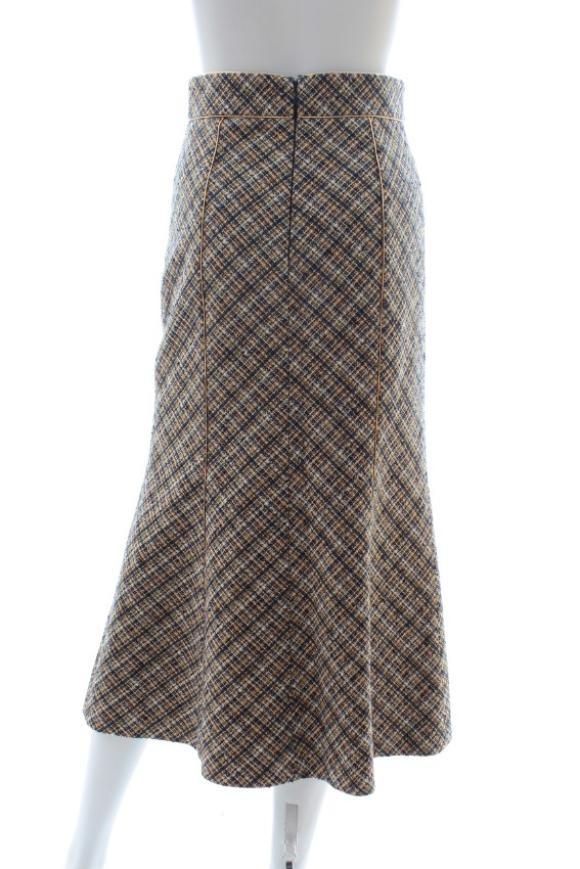 multicolour tweed  A line button-through midi skirt