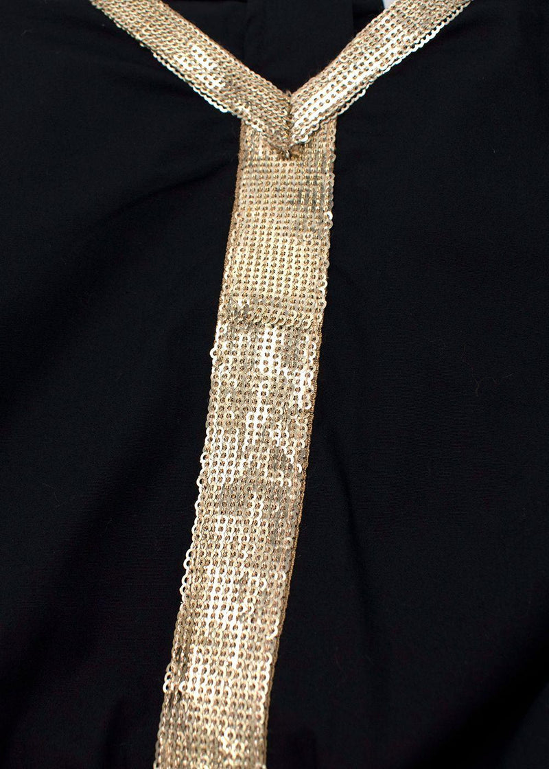black cotton gold sequin trimmed jumpsuit 4-5Y