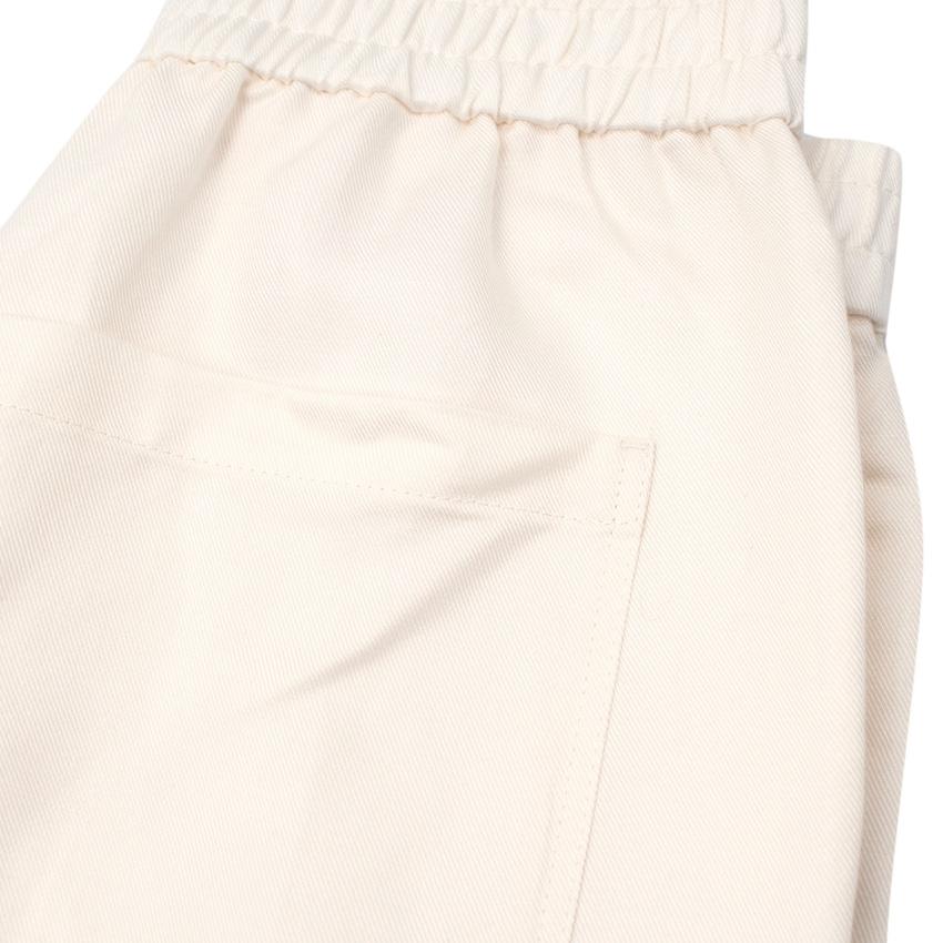 Massimo Dutti Cream Twill Wide Leg Trousers