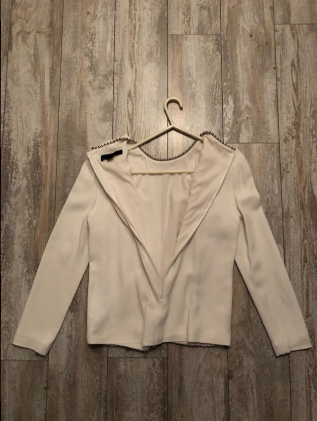 Alexander Wang Ecru Embellished Collar Top